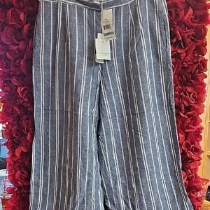 Beachlunchlounge NWT Women's Blueberry Mimosa Striped Capri Pants Size Large